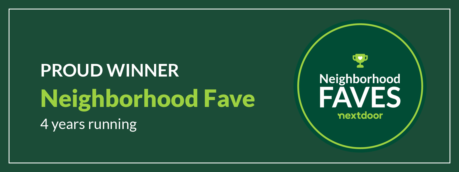 Nextdoor Neighborhood Faves winner badge